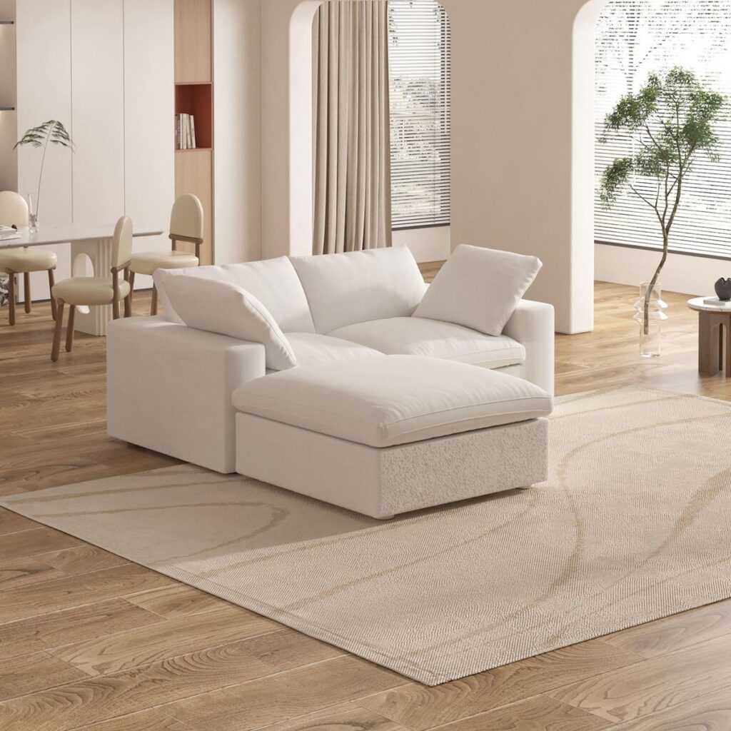 2-Seater Sofa with Puffy