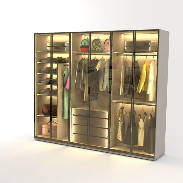 4-Door Wardrobe with Storage Space and Cabinets